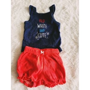 Red White and Cute Onsie Shorts Set